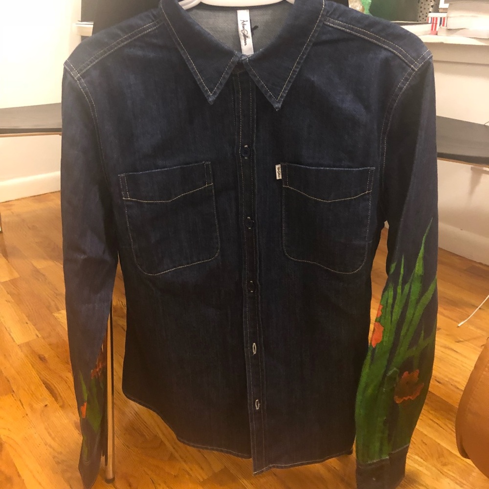 Adam Selma. Work Shirt. Printed Denim